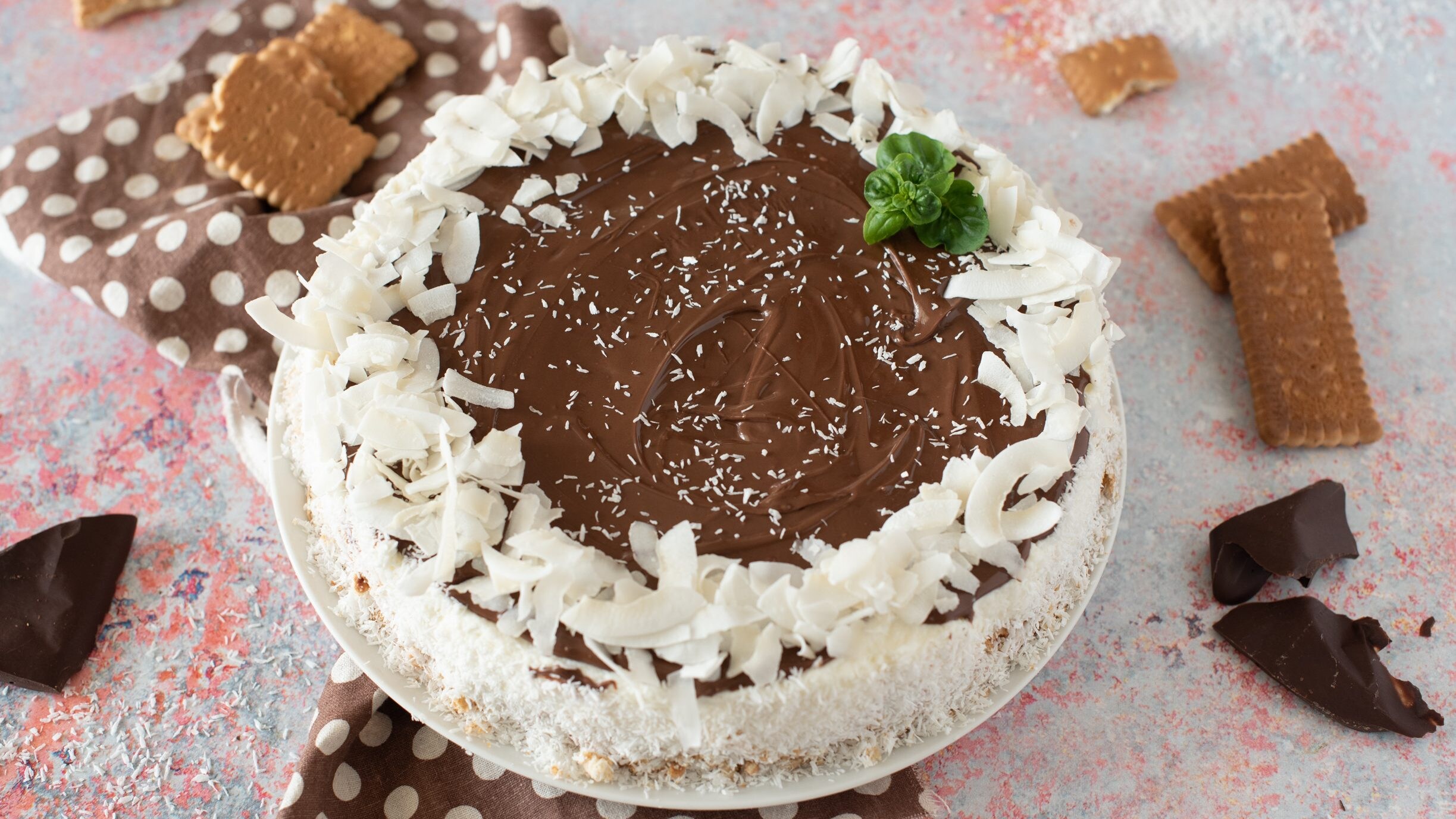 cheesecake cocco e crema al cioccolato