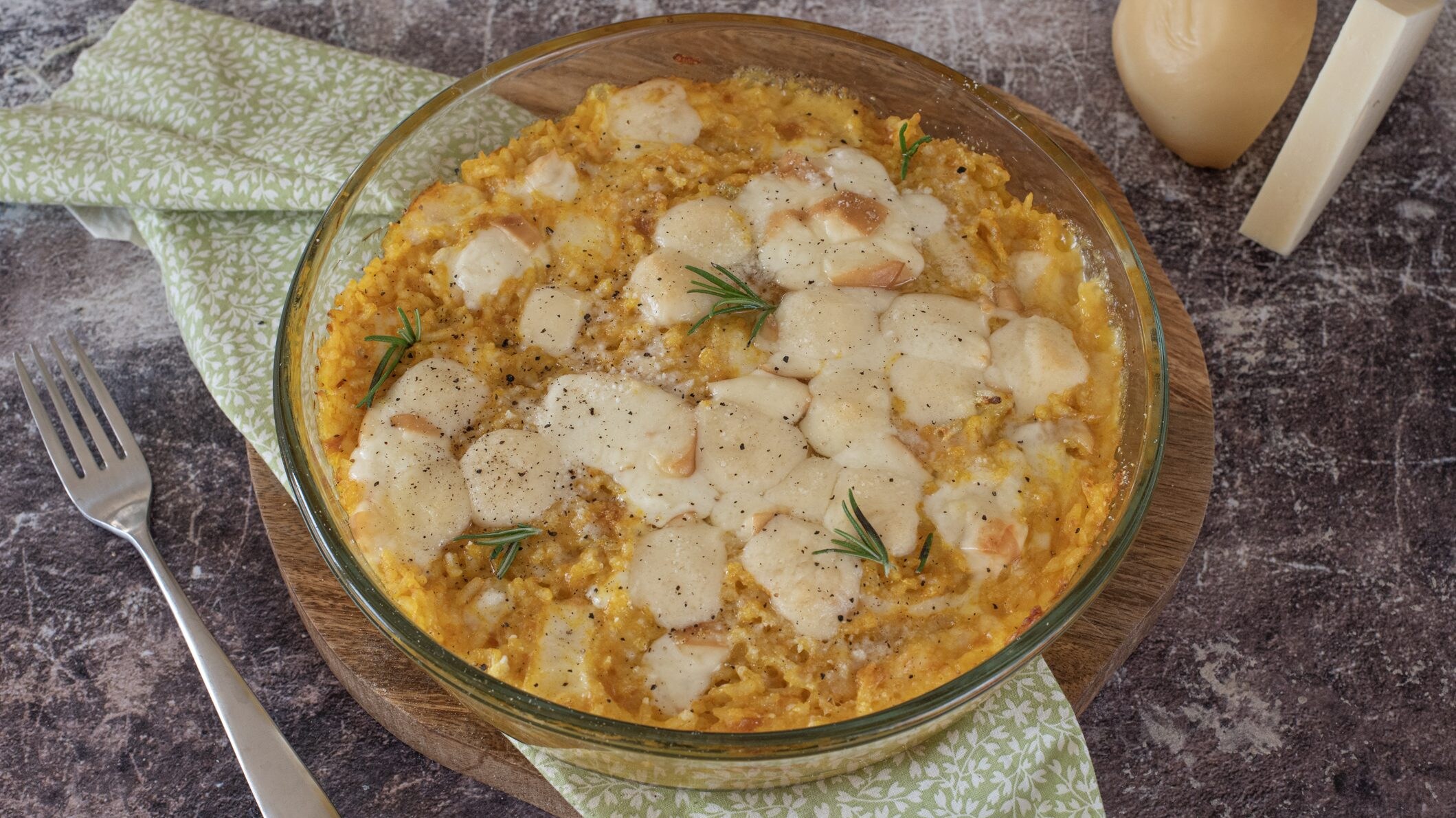 riso al forno ai 4 formaggi e zucca