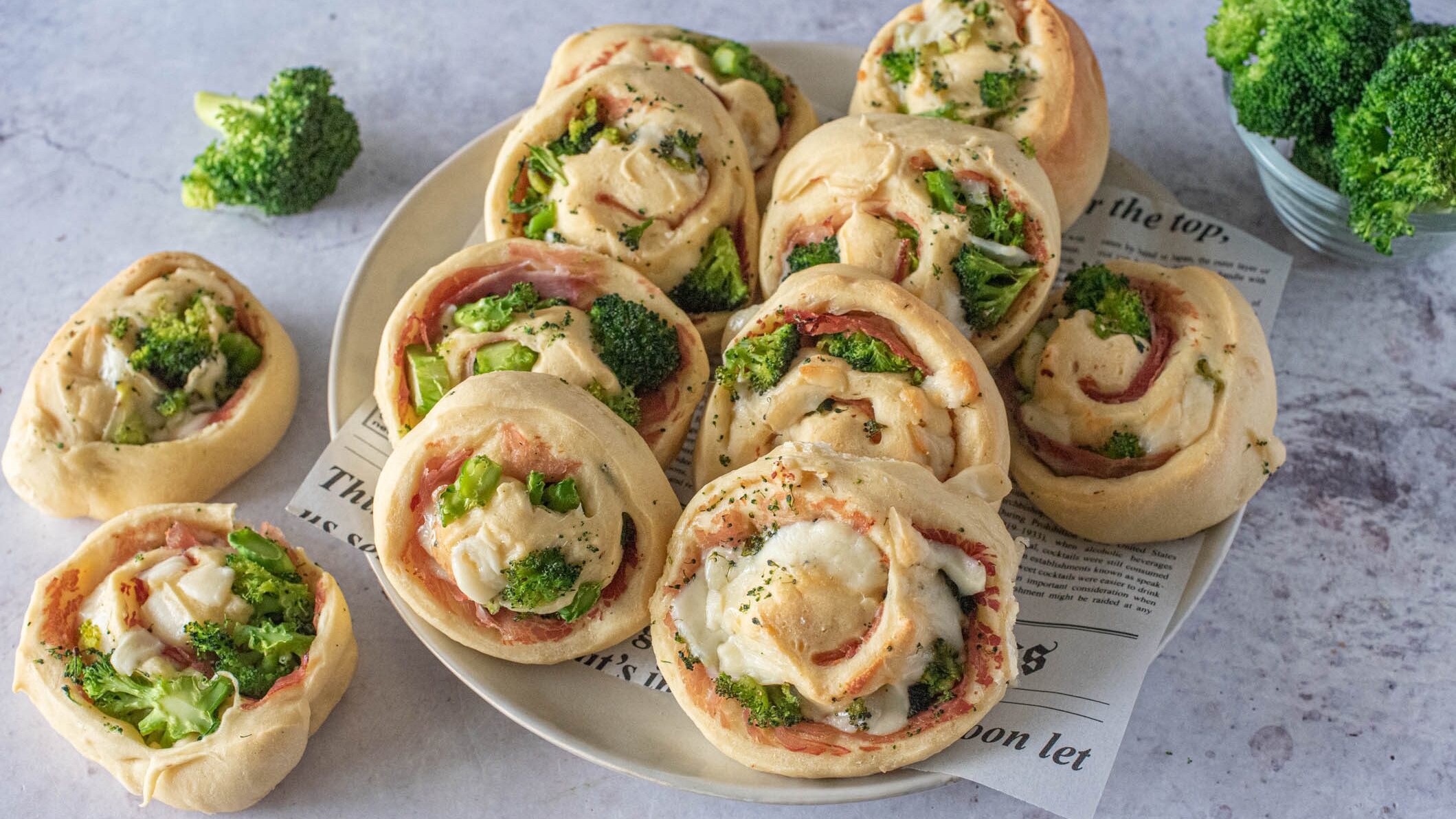Girelle con broccoletti prosciutto e scamorza