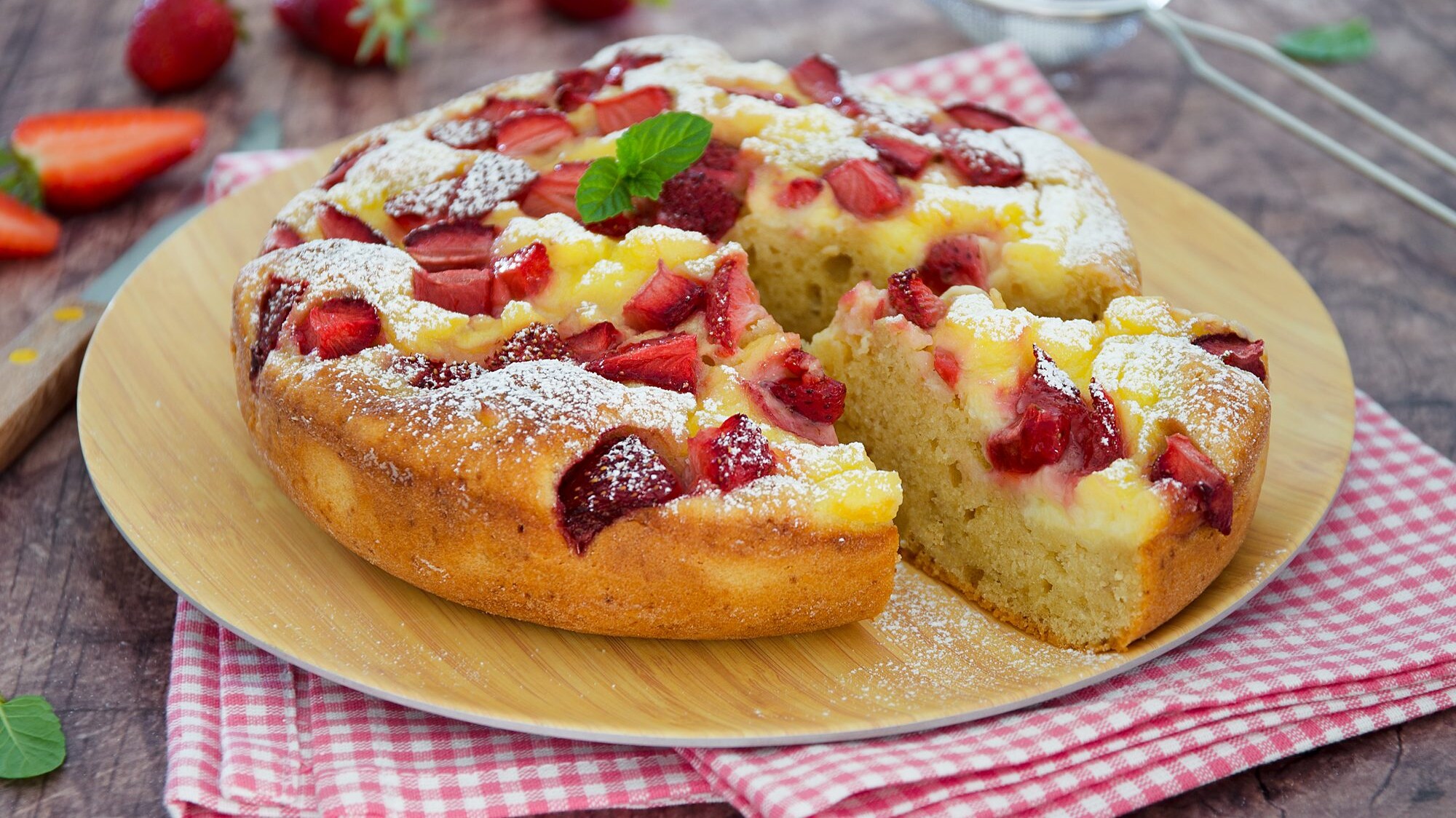 Torta crema e fragole