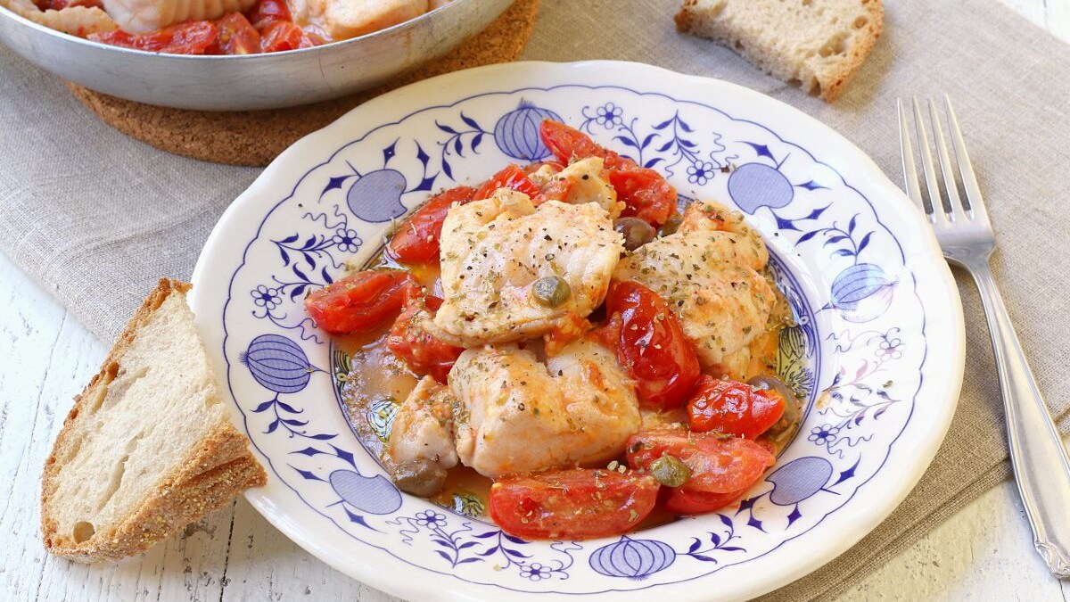 Cernia con pomodorini e erbe aromatiche