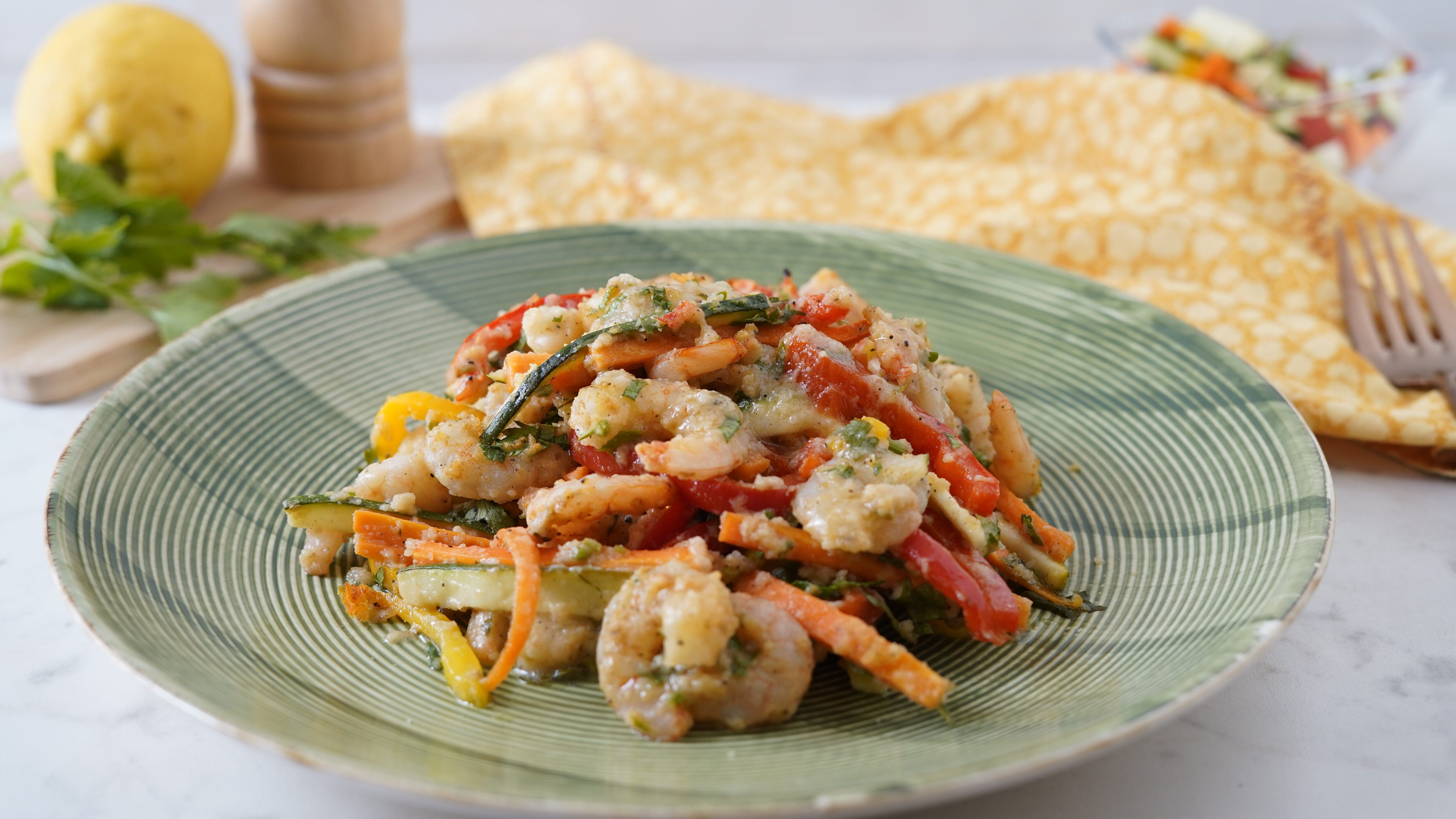gamberi e verdure gratinate