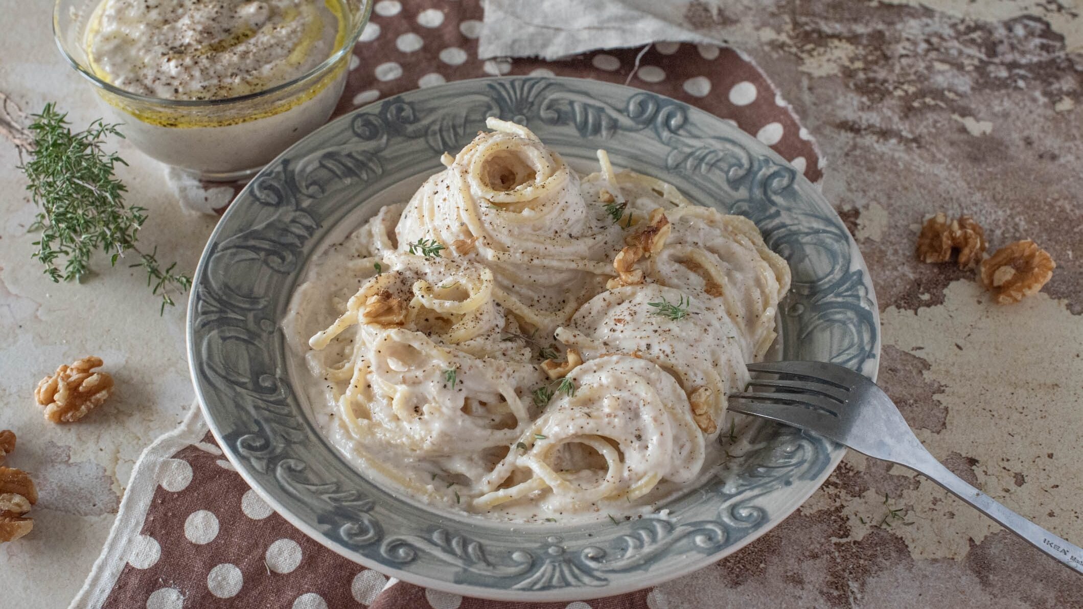 pasta con pesto di noci