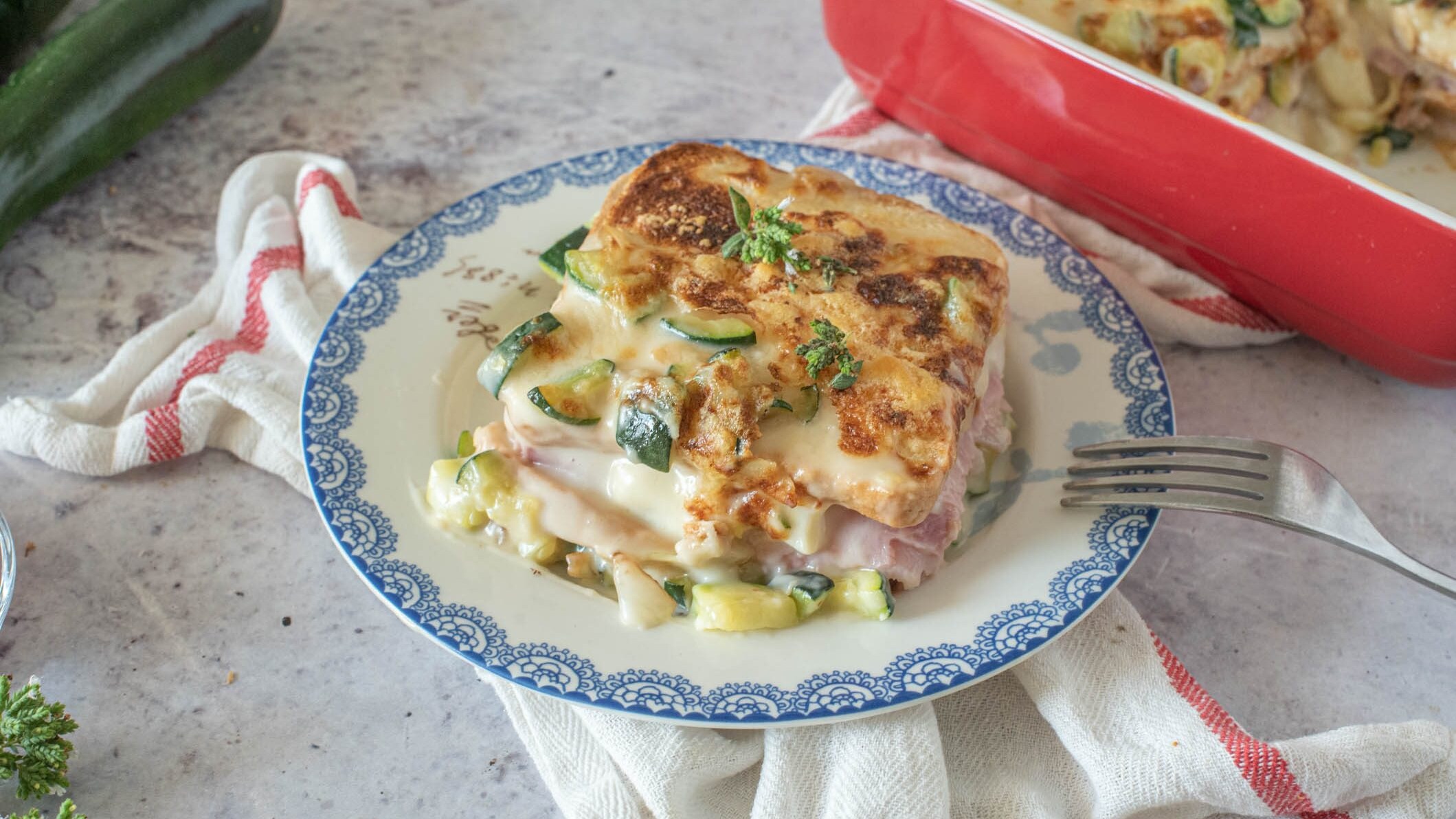 Lasagne di pancarrè con zucchine formaggio