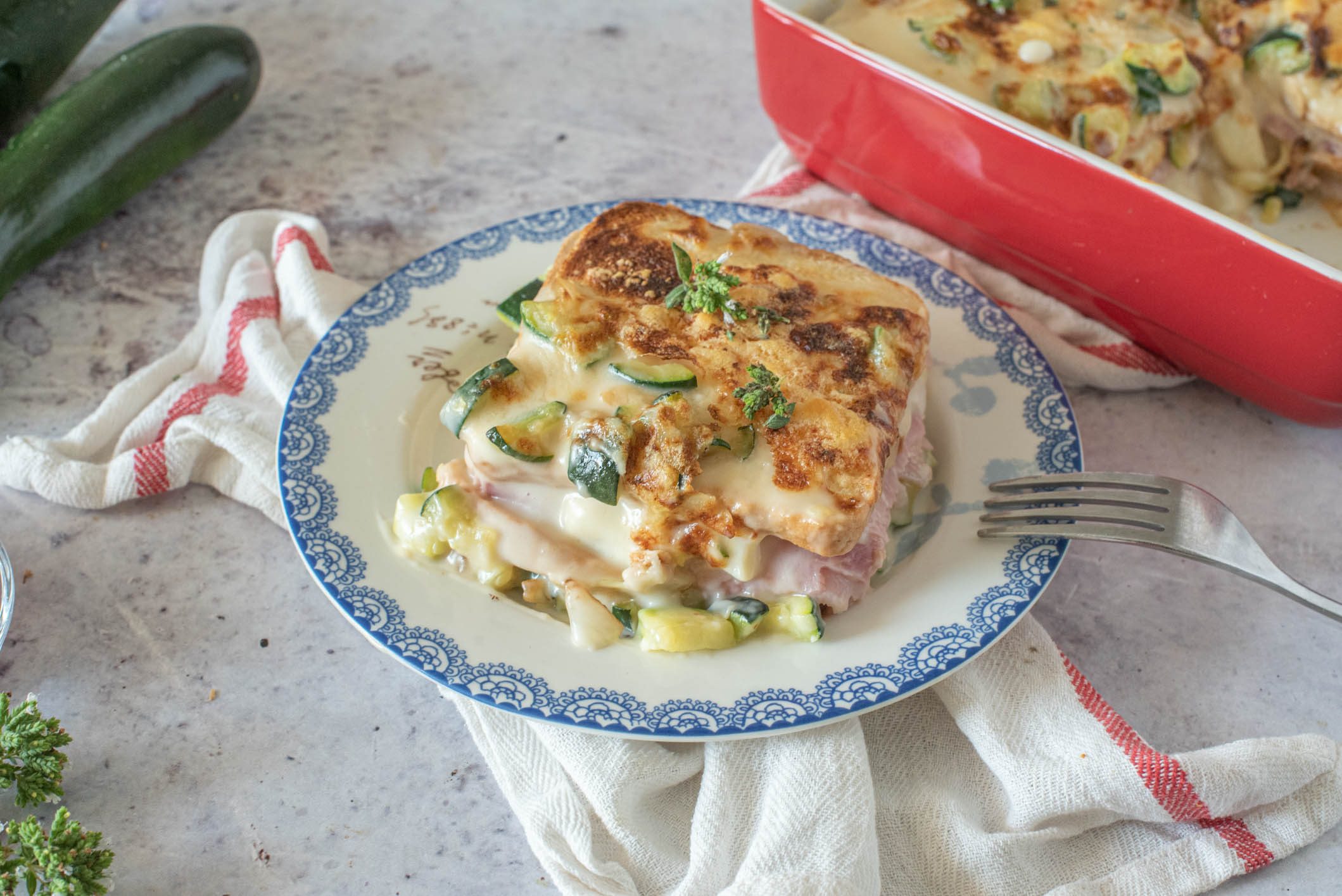 Lasagne di pancarrè con zucchine formaggio
