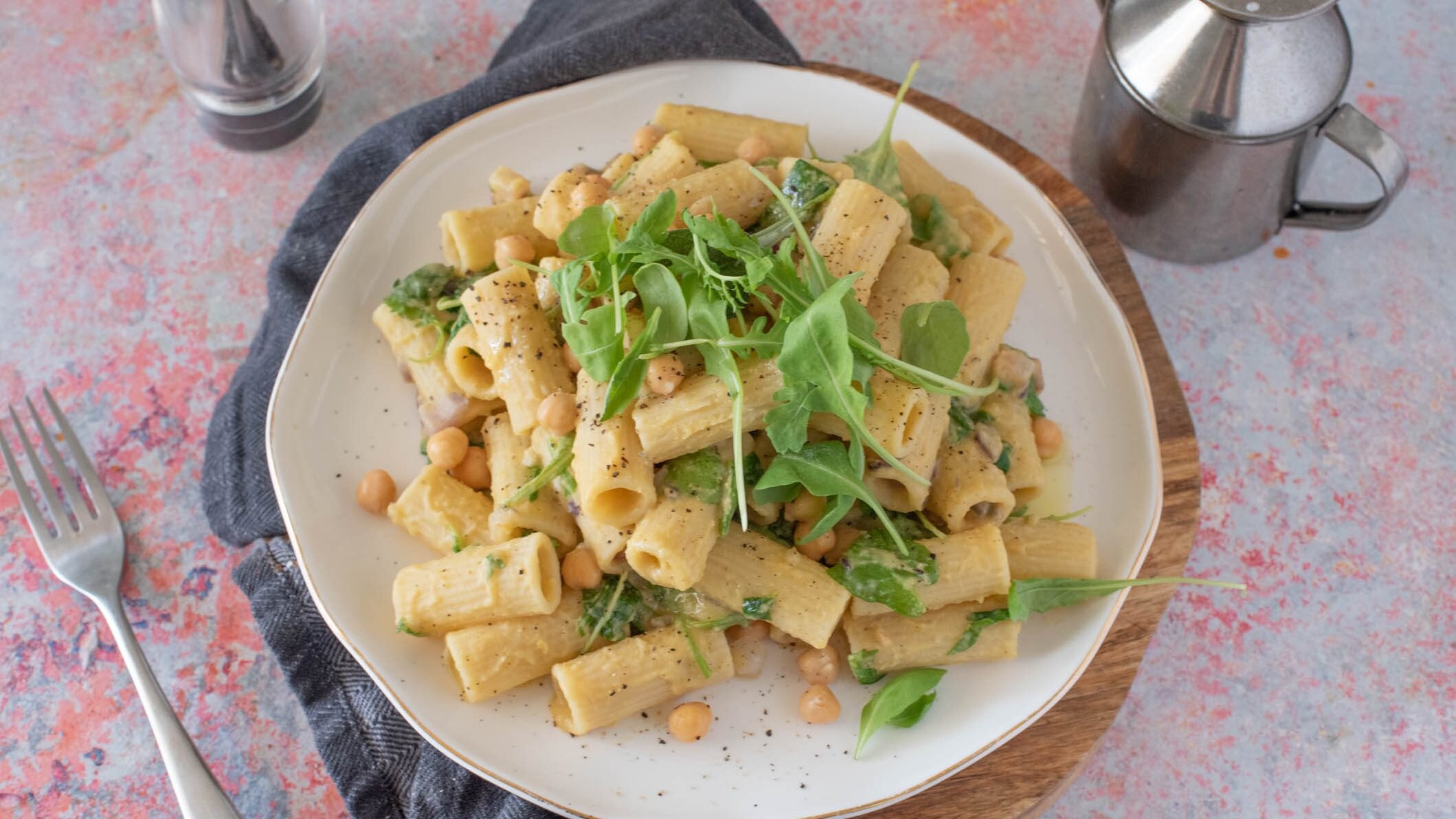 pasta con crema di ceci e rucola