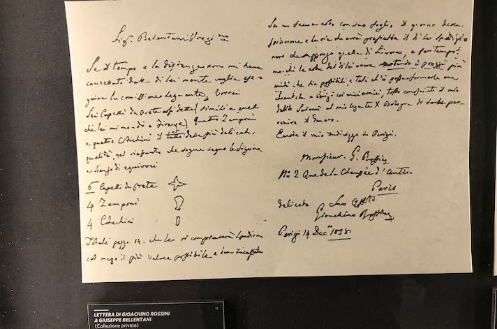 museo Rossini Pesaro manoscritto cibo