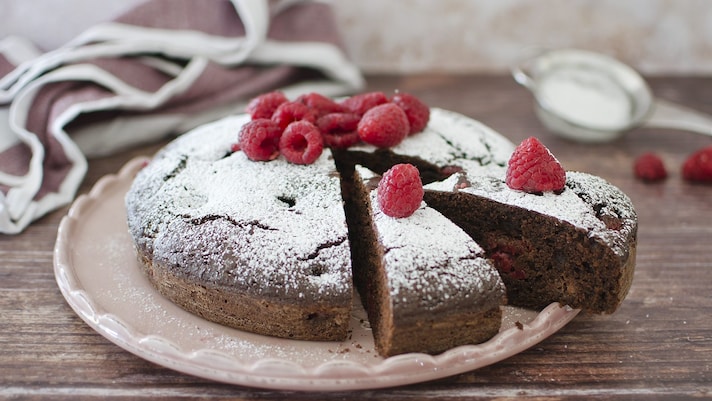 Torta cioccolato e lamponi