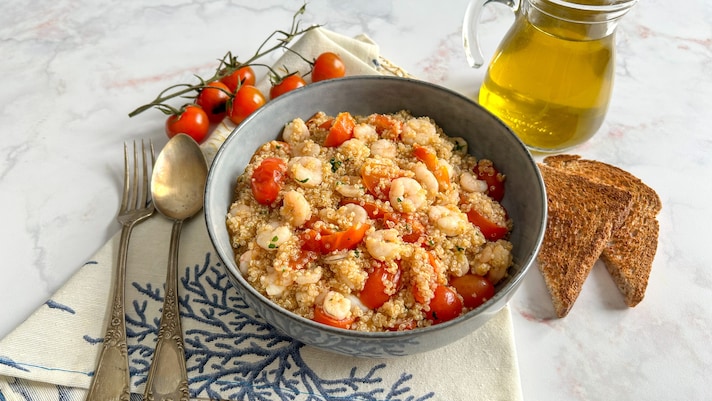 Quinoa con gamberetti