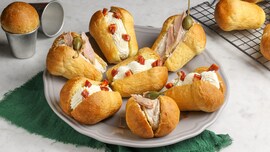 babà salati con farcia al tonno e al salame