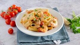 Paccheri gamberi e burrata