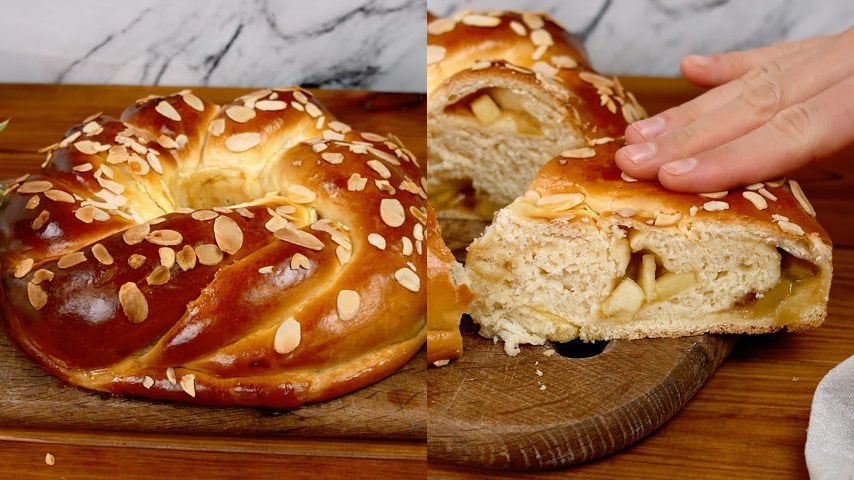 Corona di brioche ripiena alle mele: la ricetta del lievitato dolce profumato e irresistibile