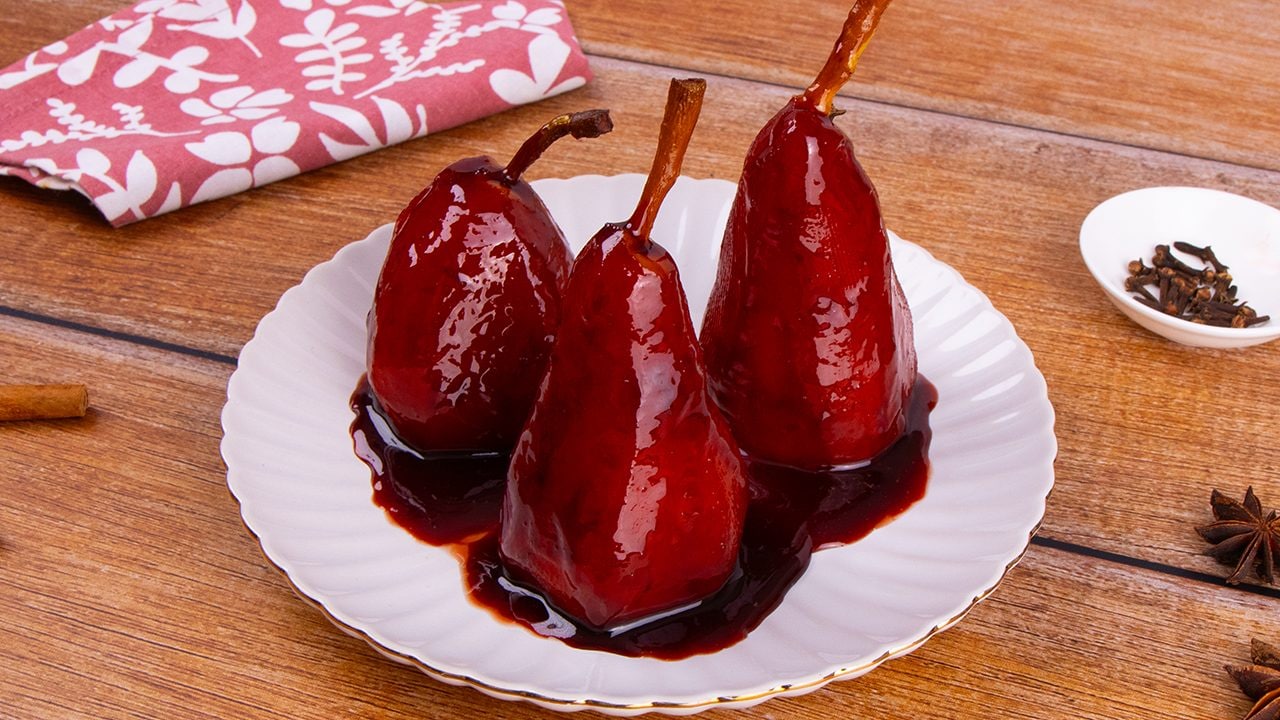 Pere al vino rosso