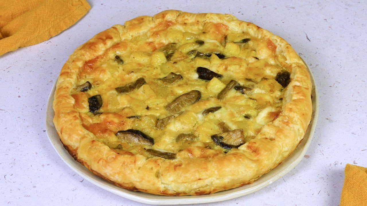 Torta salata patate e funghi