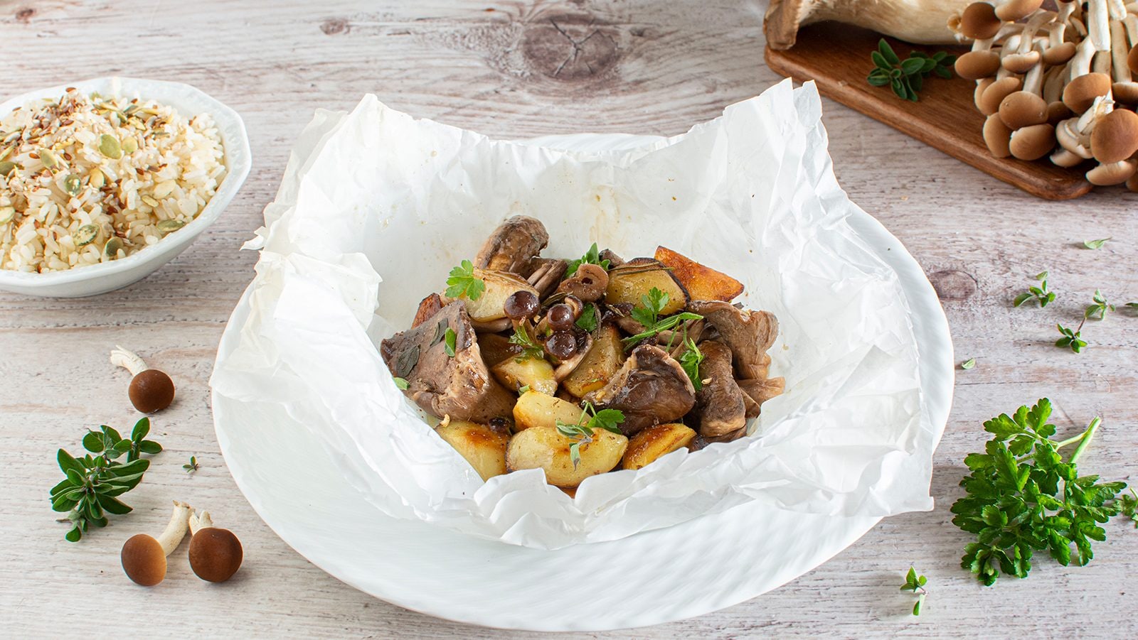 Funghi e patate al cartoccio di Barbieri