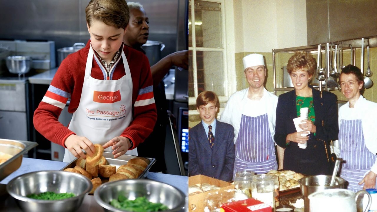 Il Principe George segue le orme di Lady Diana: cucina per i senzatetto con papà William