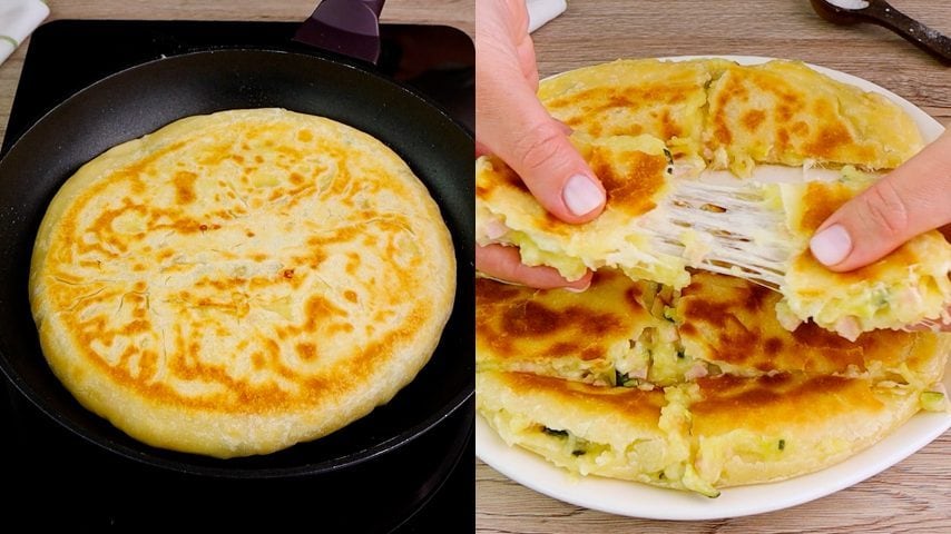 Focaccia ripiena in padella: la ricetta con ripieno goloso e filante