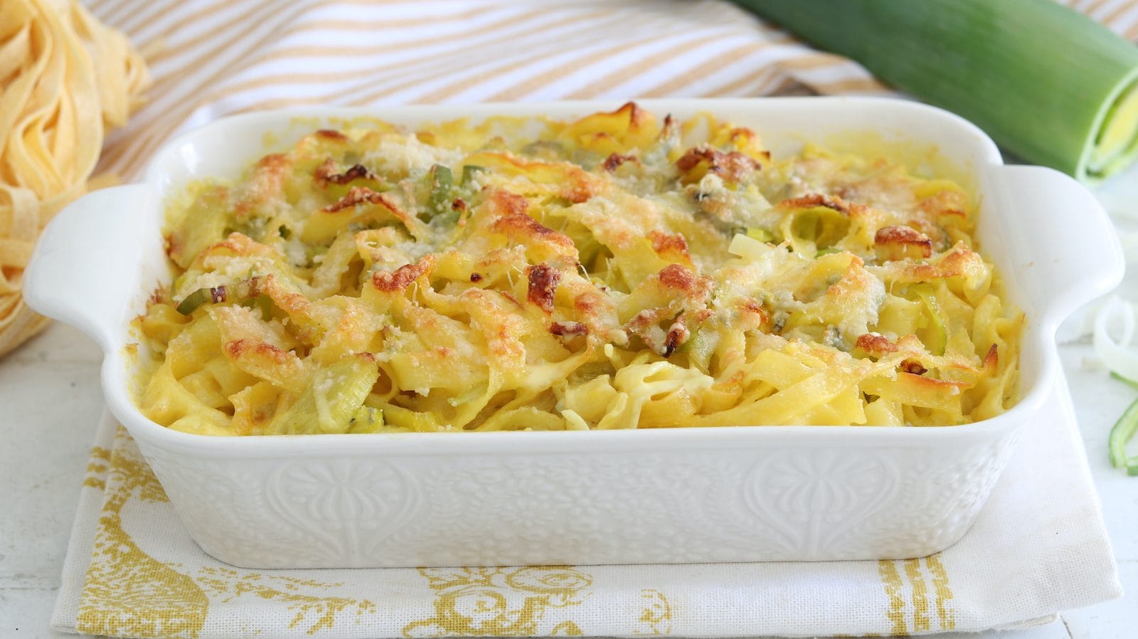 Pasta al forno porri e gorgonzola