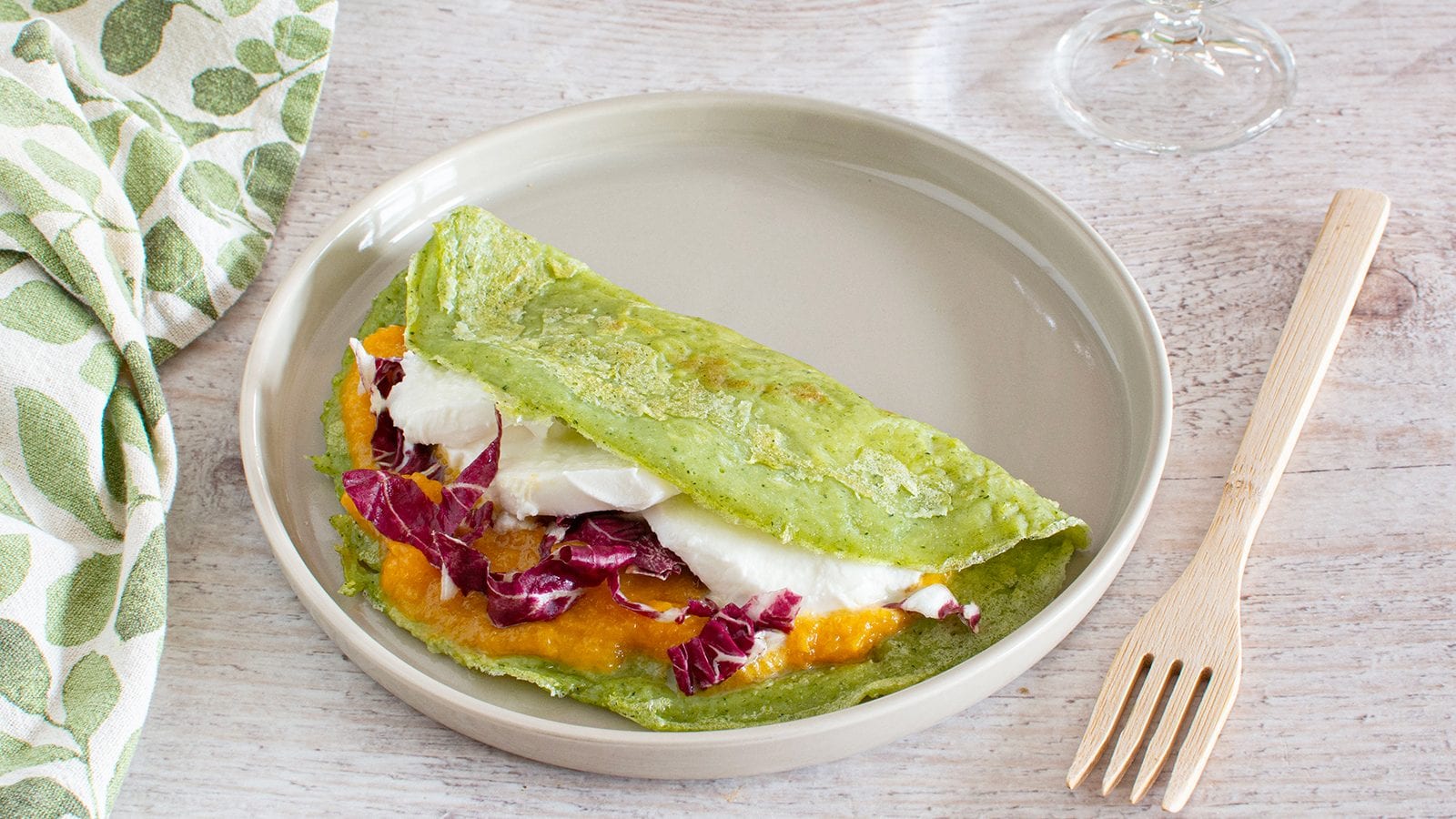 Piadina di broccoli con zucca e formaggio