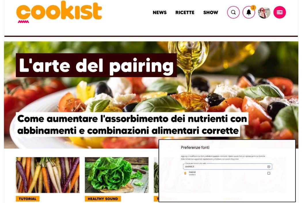 Google lancia anche in Italia le “Fonti preferite”: come aggiungere Cookist ai siti che segui