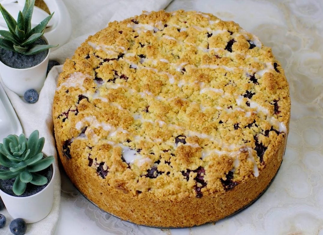 Sbriciolata cheesecake ai mirtilli: la ricetta del dolce facile e sorprendente