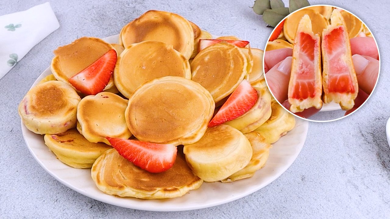 Mini Strawberry Pancakes Bites Recipe