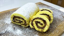 hazelnut cream swiss roll